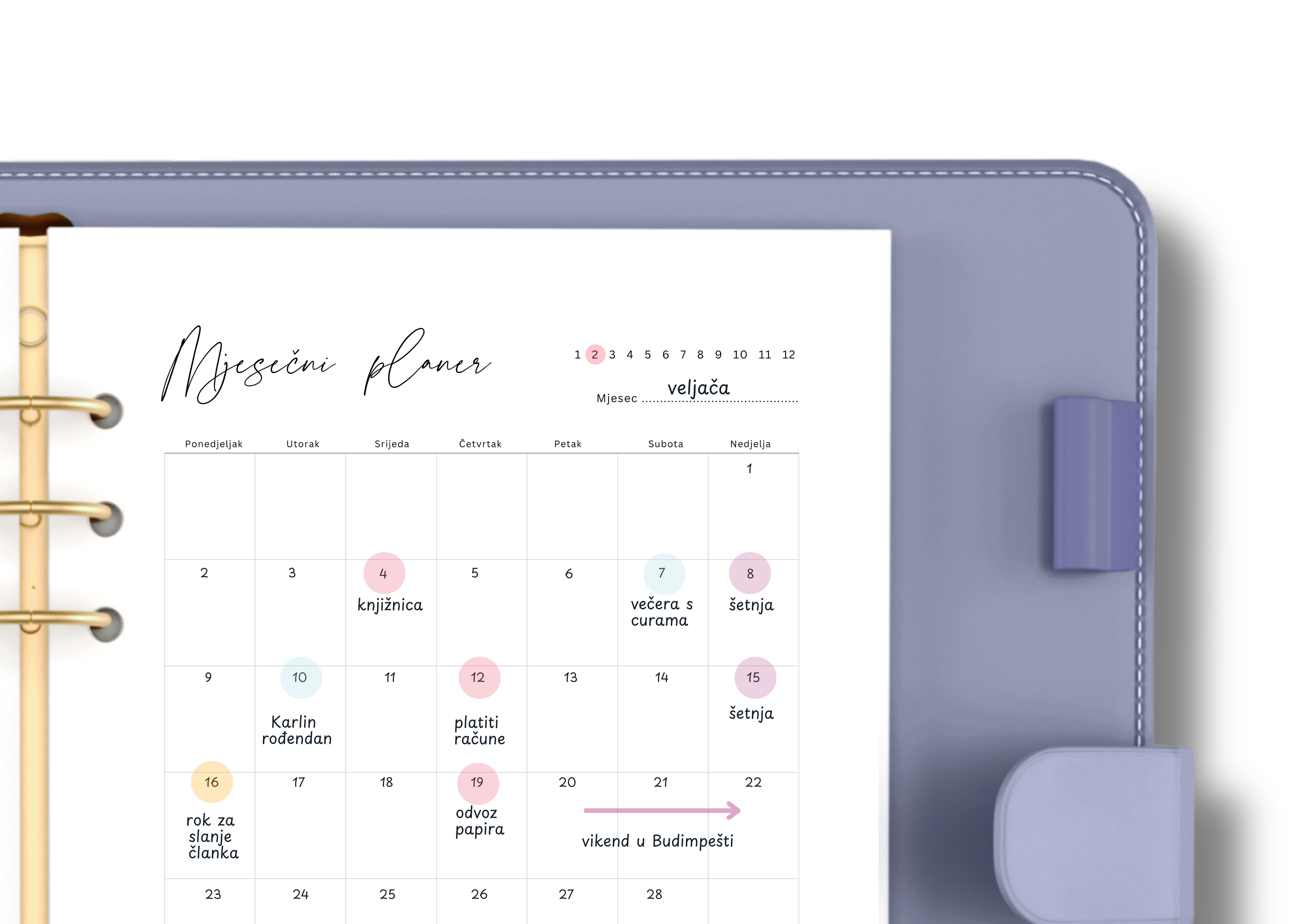 Undated Monthly Planner on One Page