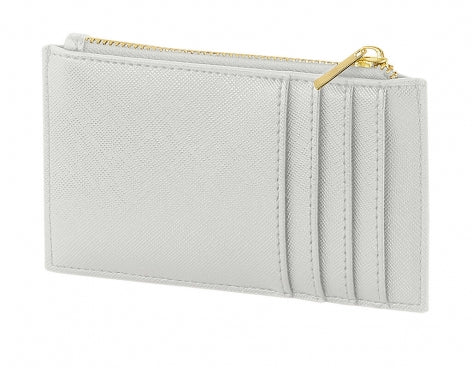 Card holder saffiano leather with zip | Grey