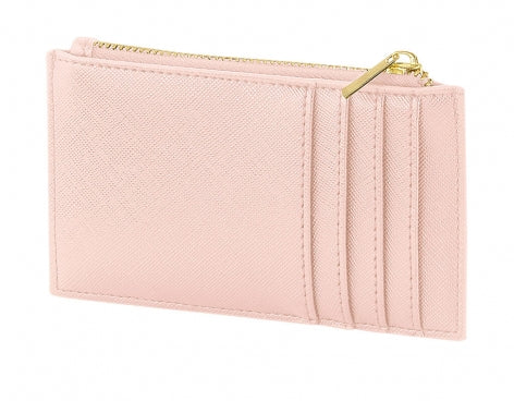 Card holder saffiano leather with zip | Pink
