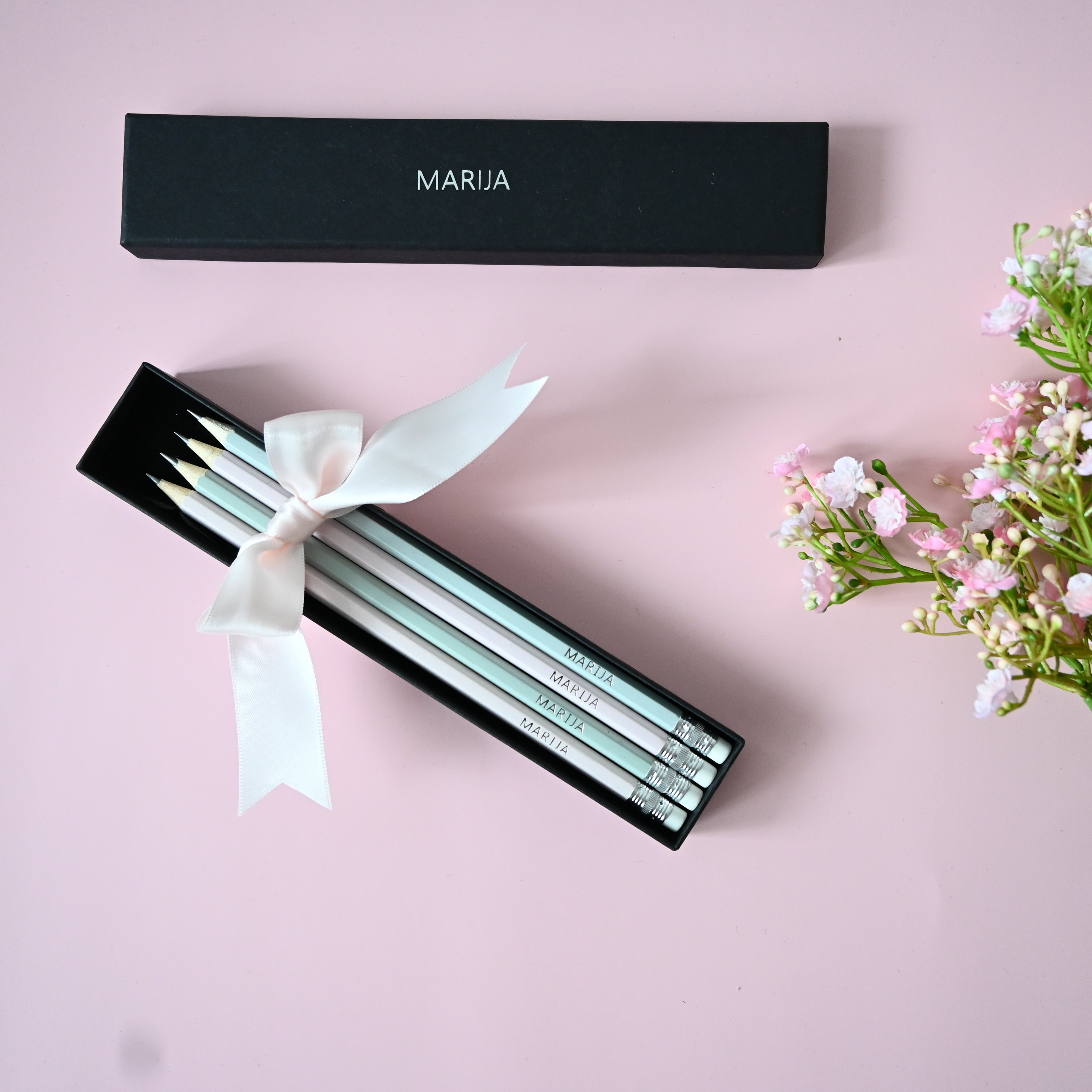 Gift box personalized pencil set | Pastel