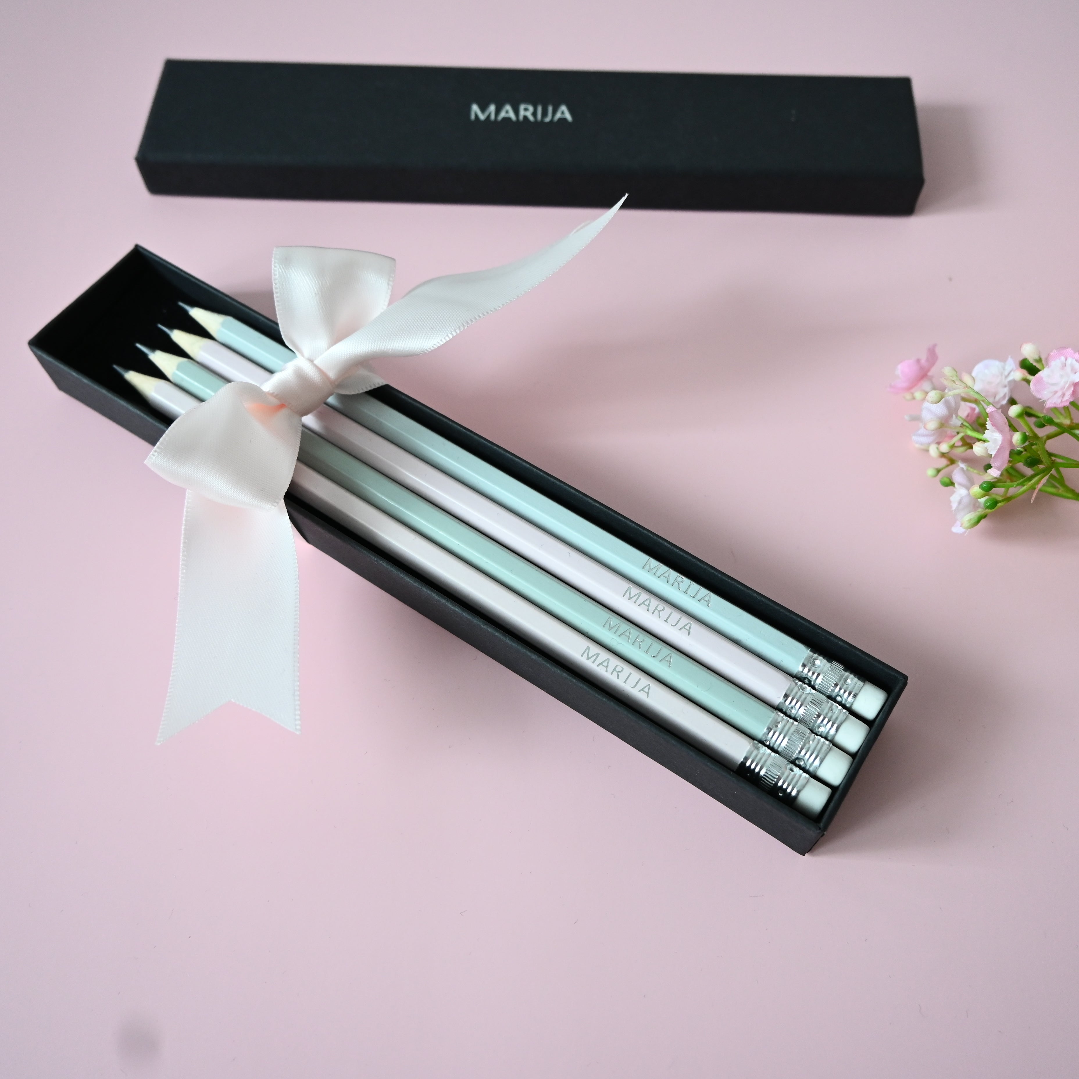 Gift box personalized pencil set | Pastel