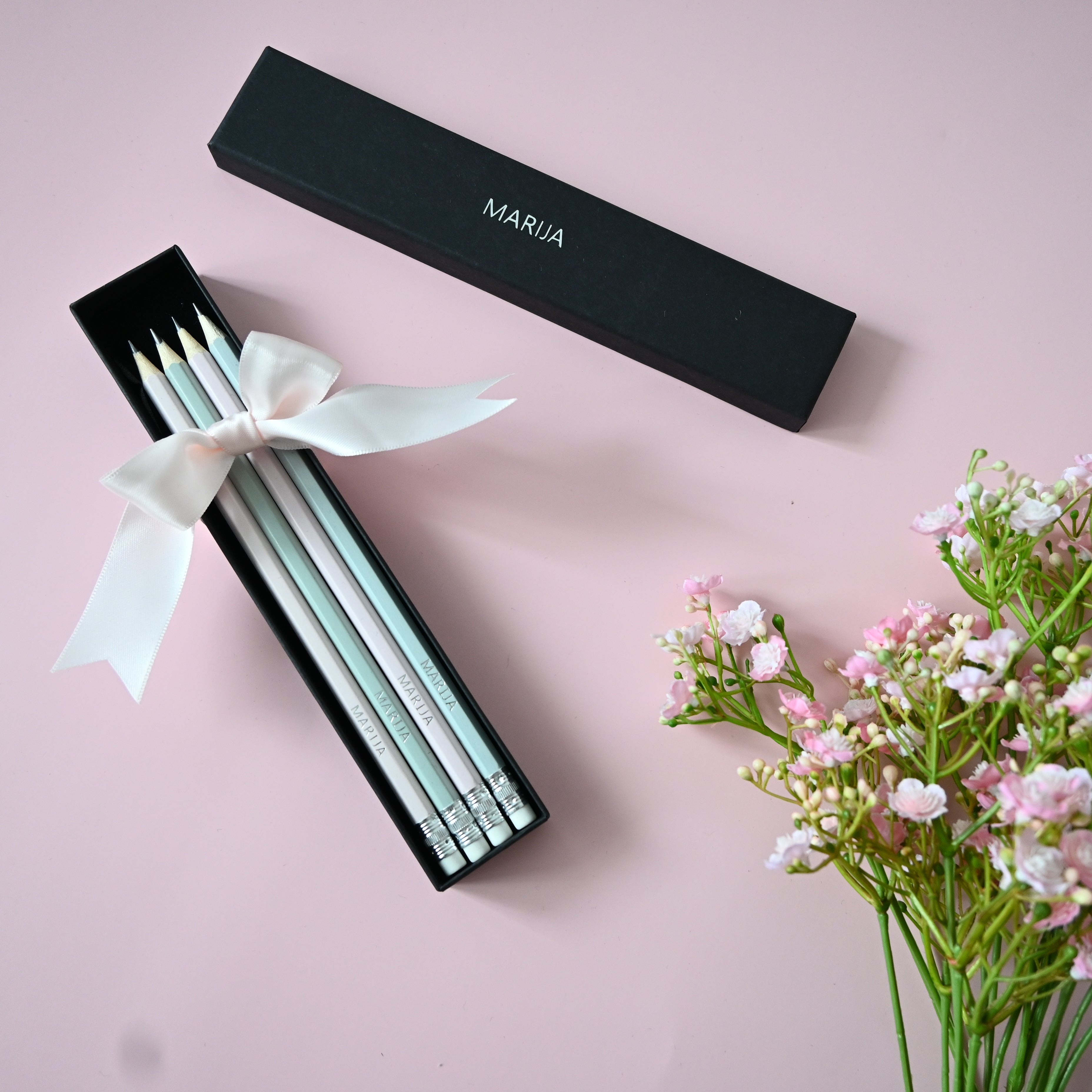 Gift box personalized pencil set | Pastel