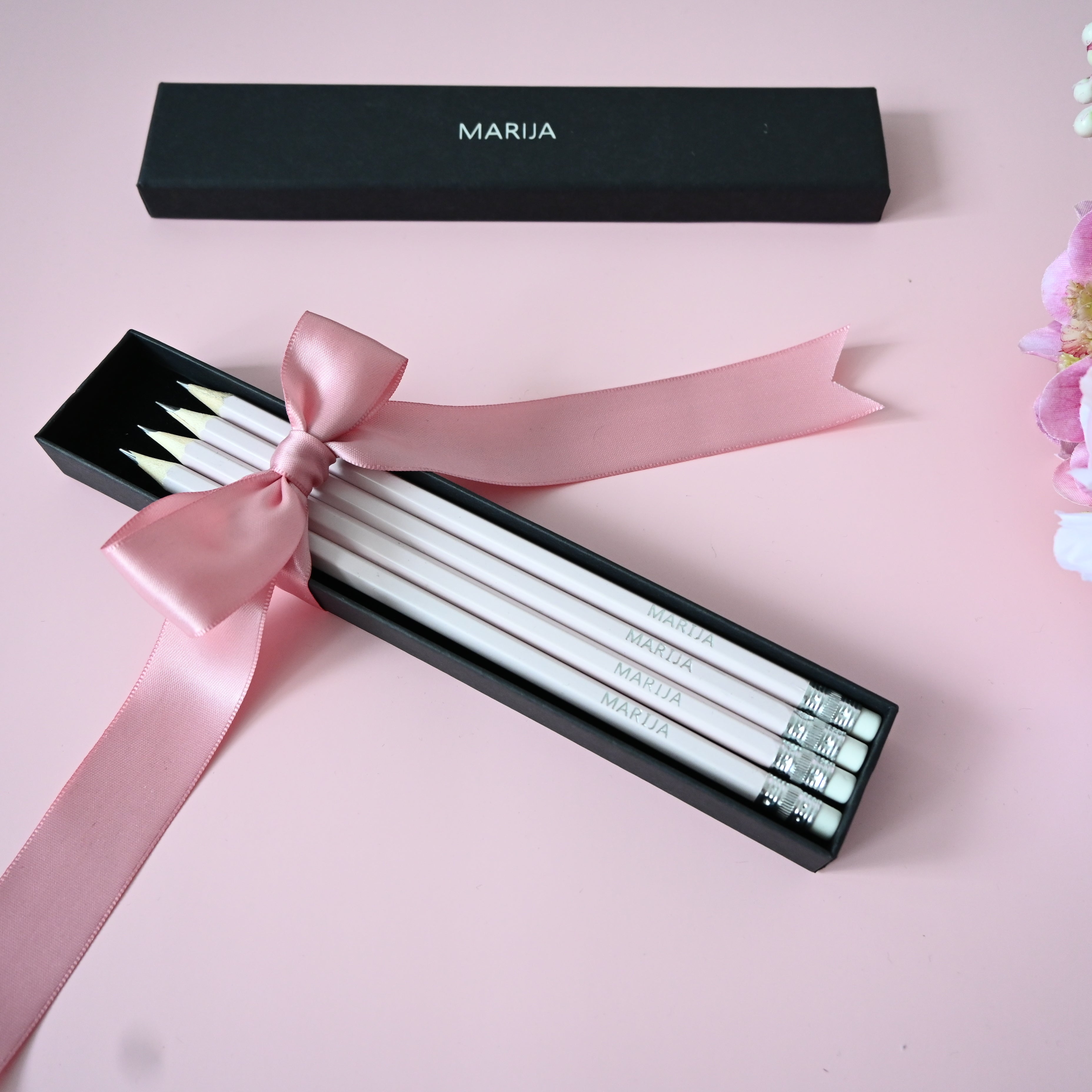 Gift box personalized pencil set | Rose