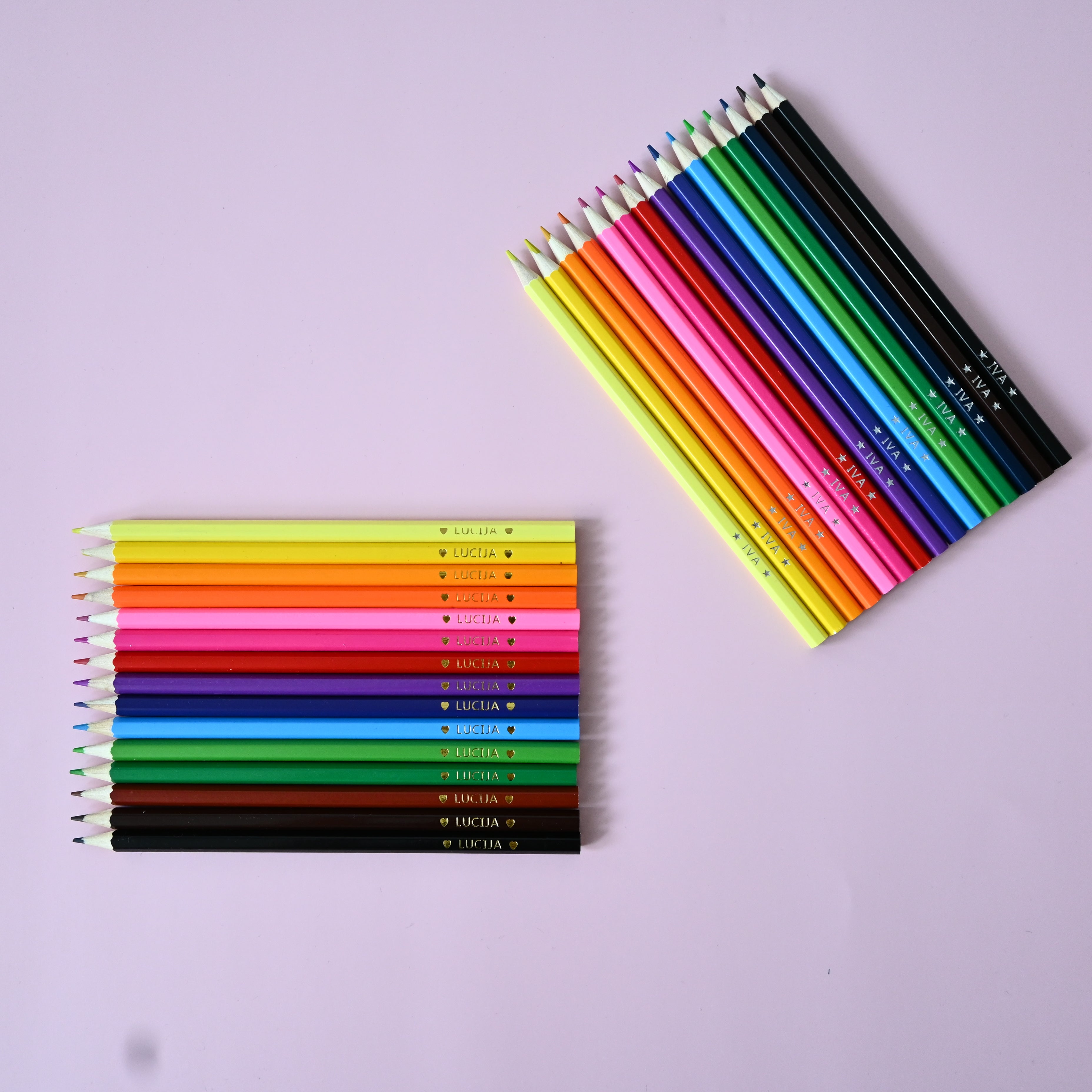Coloured personalized pencil set
