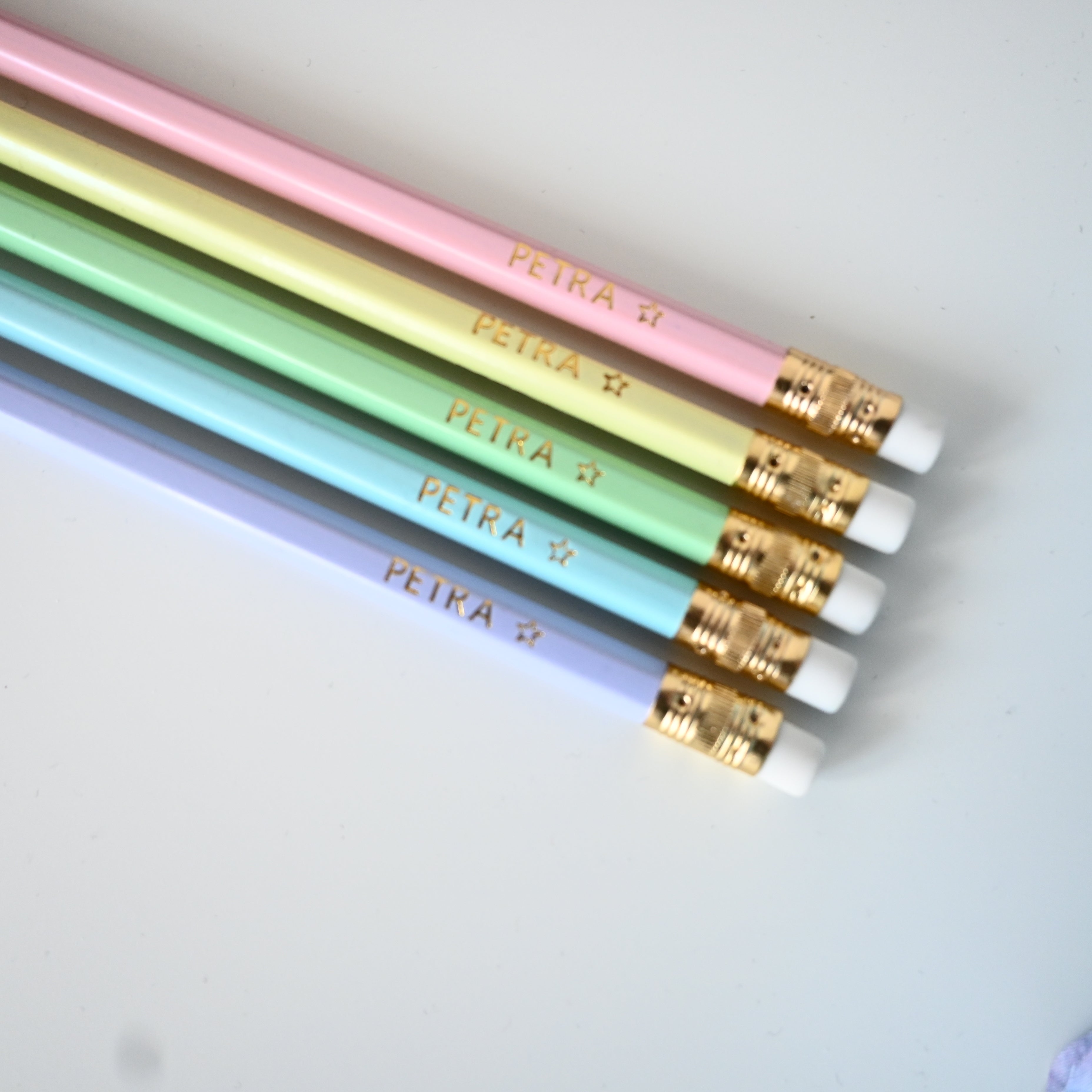 Personalized pencil set | Pastel gold