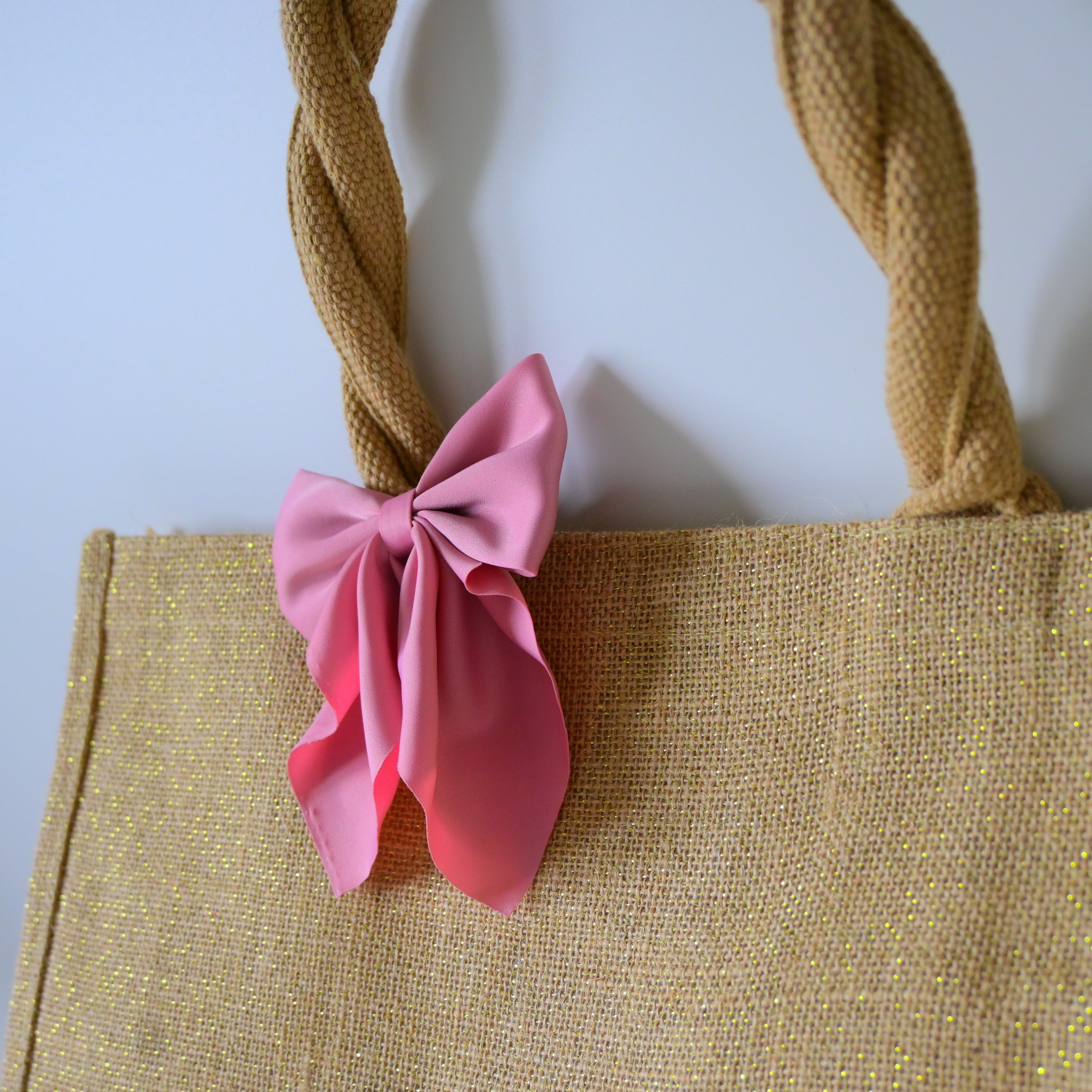 Jute BOW Shimmer Tote MAXI Bag | Natural Handles