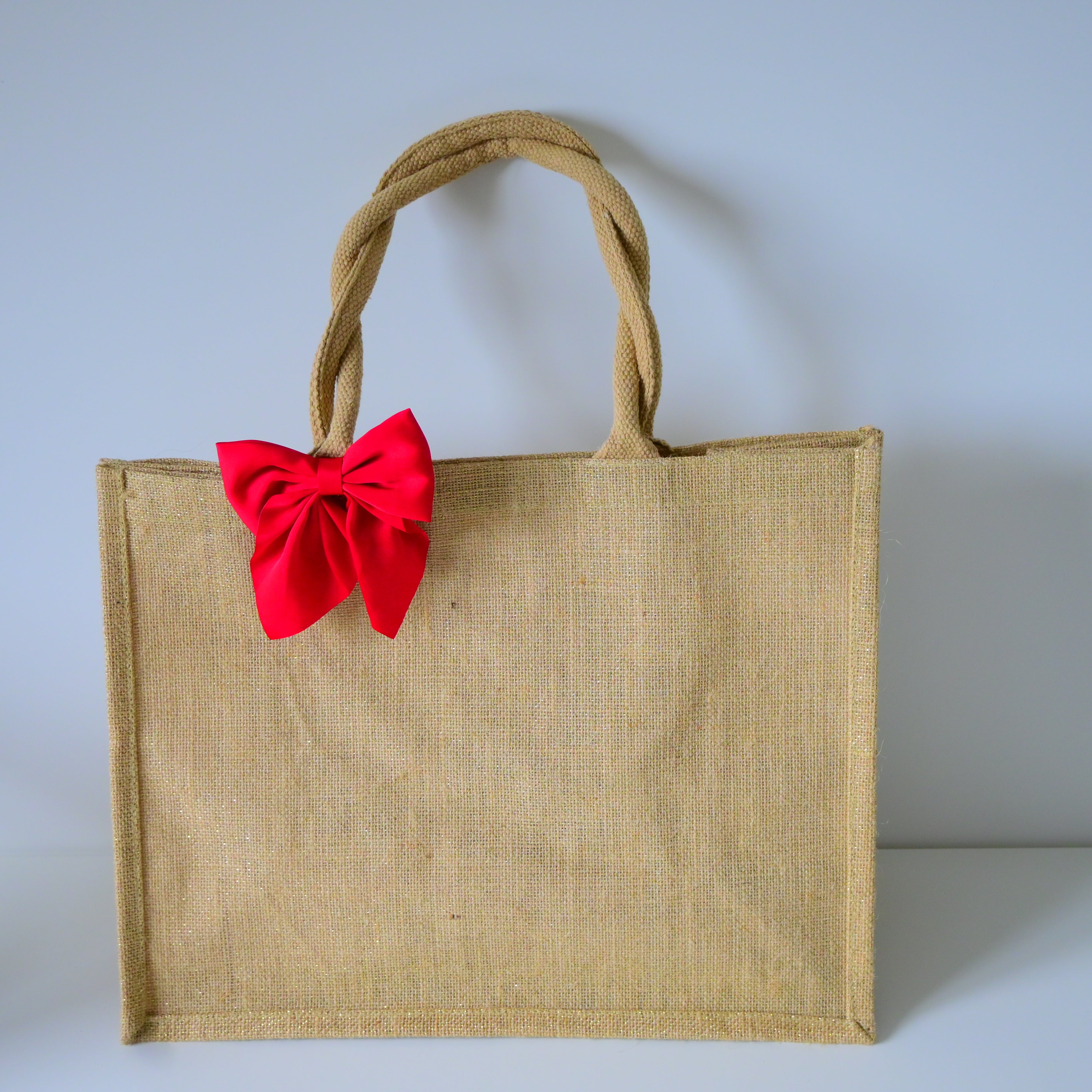 Jute BOW Shimmer Tote MAXI Bag | Natural Handles