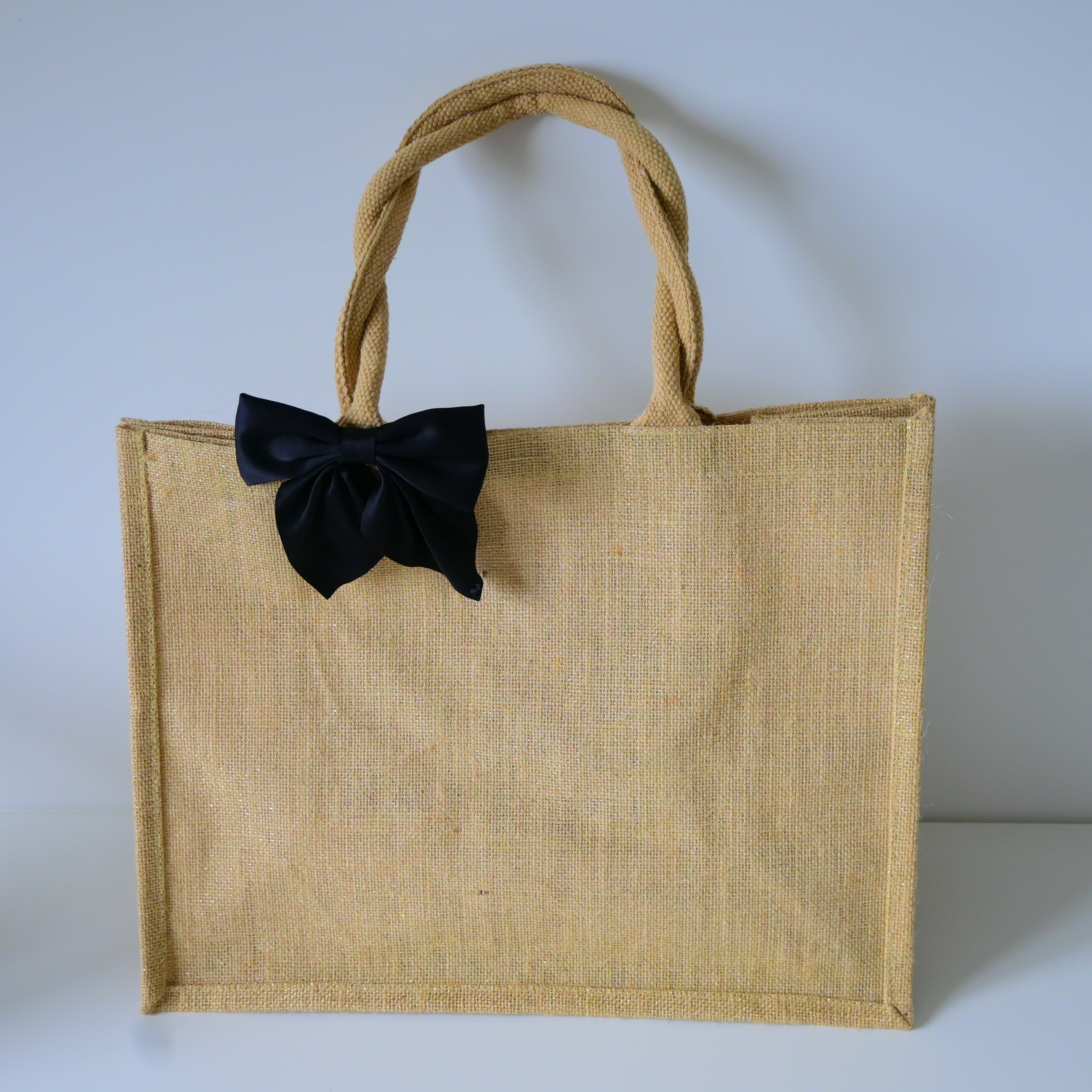 Jute BOW Shimmer Tote MAXI Bag | Natural Handles
