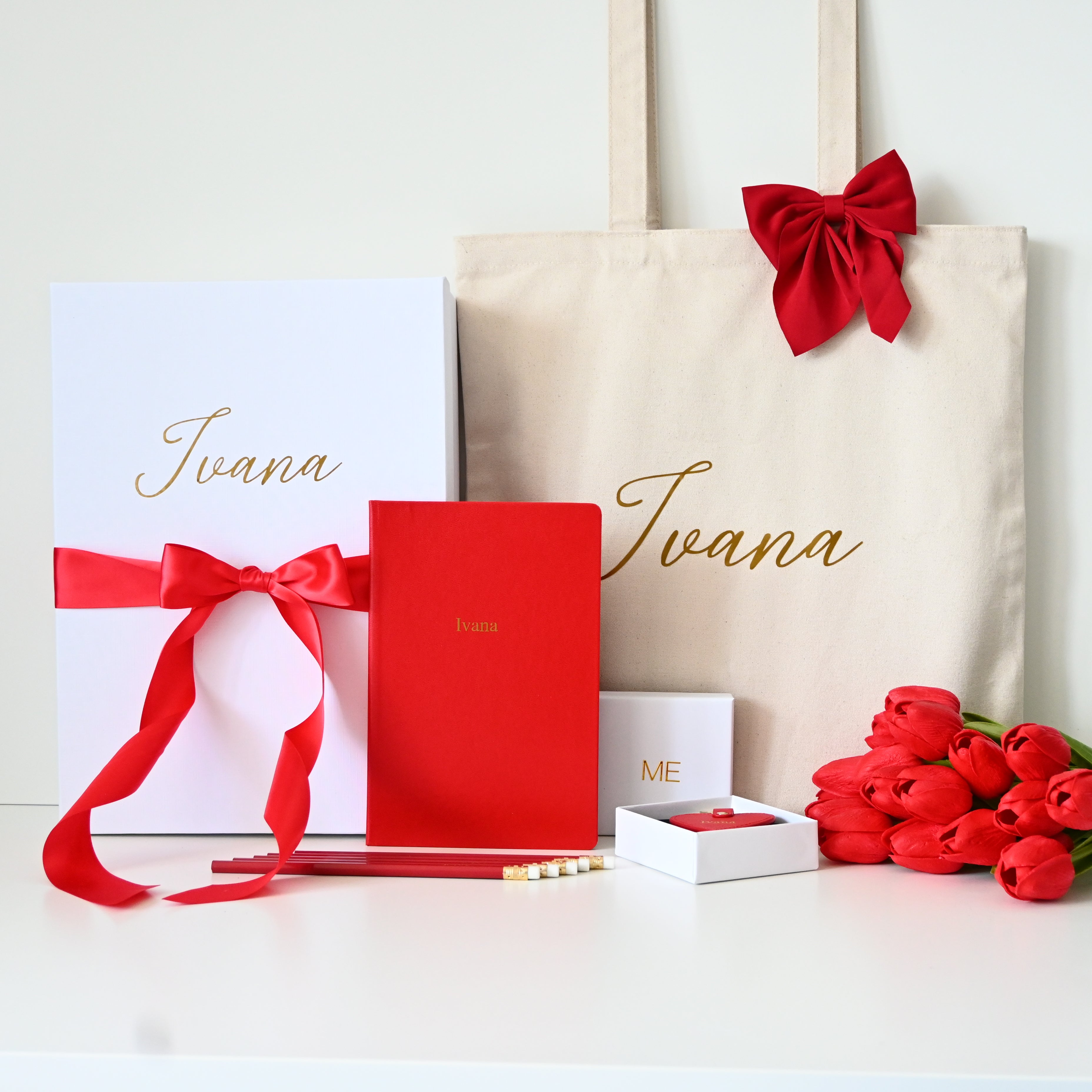 Elegantni poklon set zahvalnosti za učiteljice | Crveno