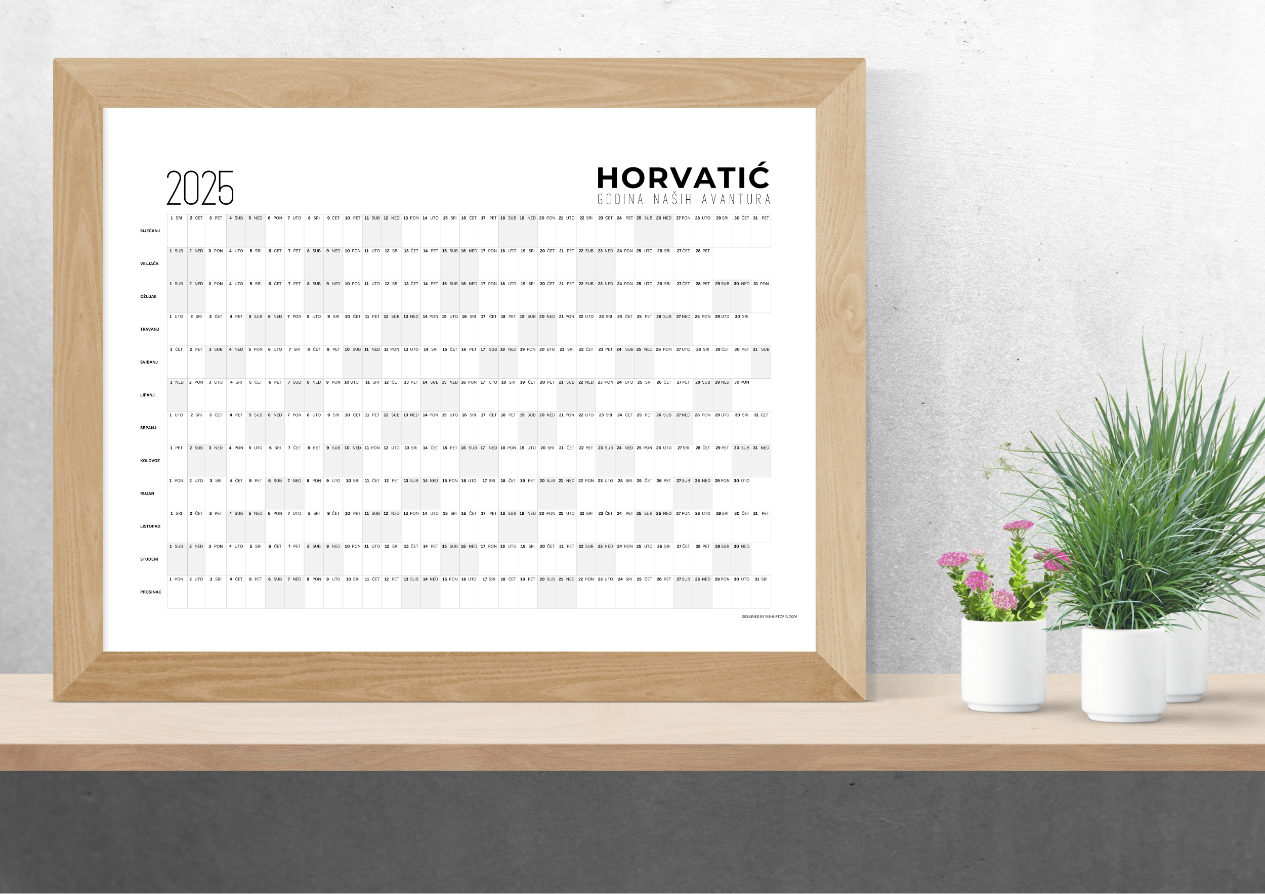 Yearly wall personalized FAMILY planner A3 CRO