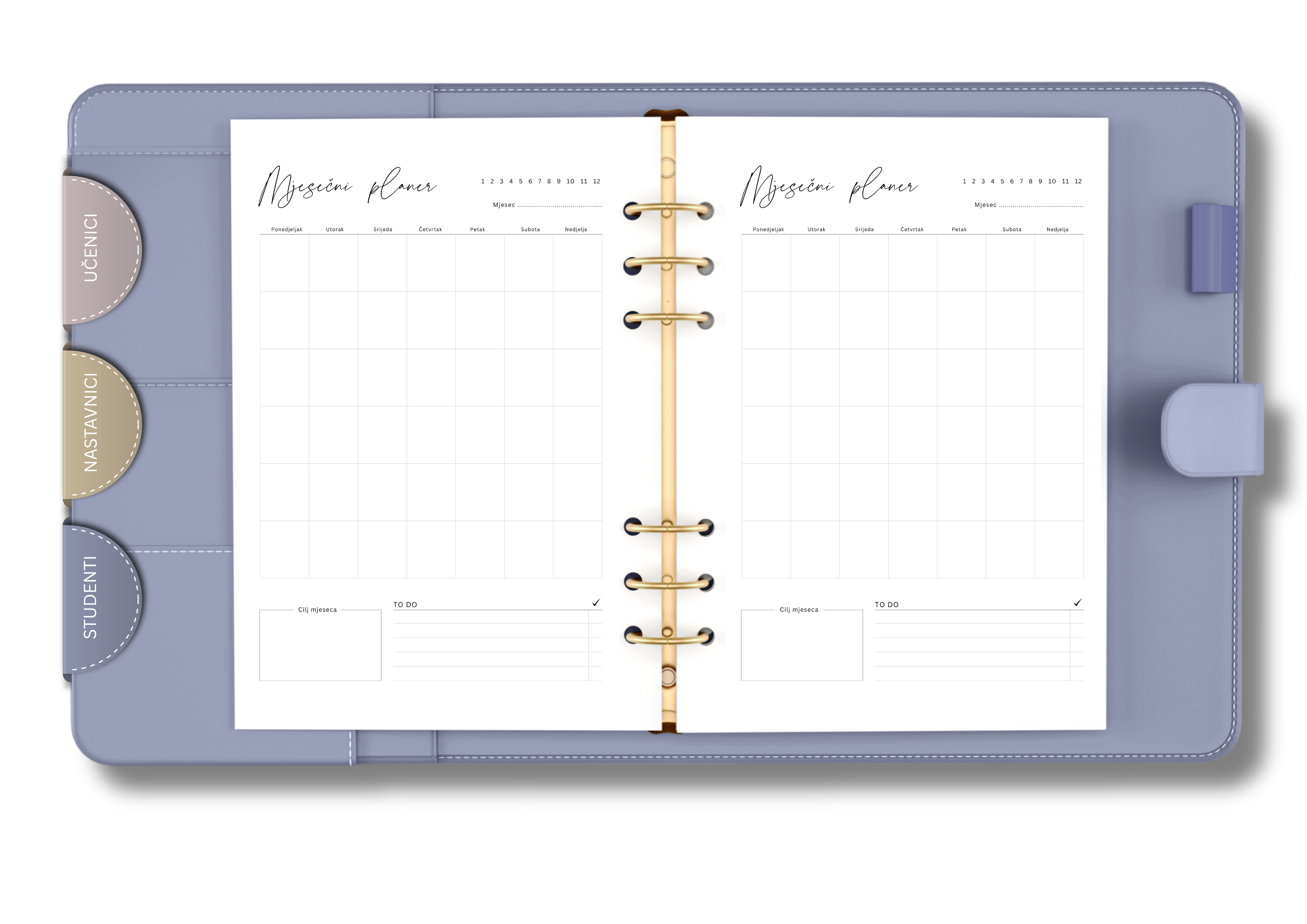 Undated Monthly Planner on One Page