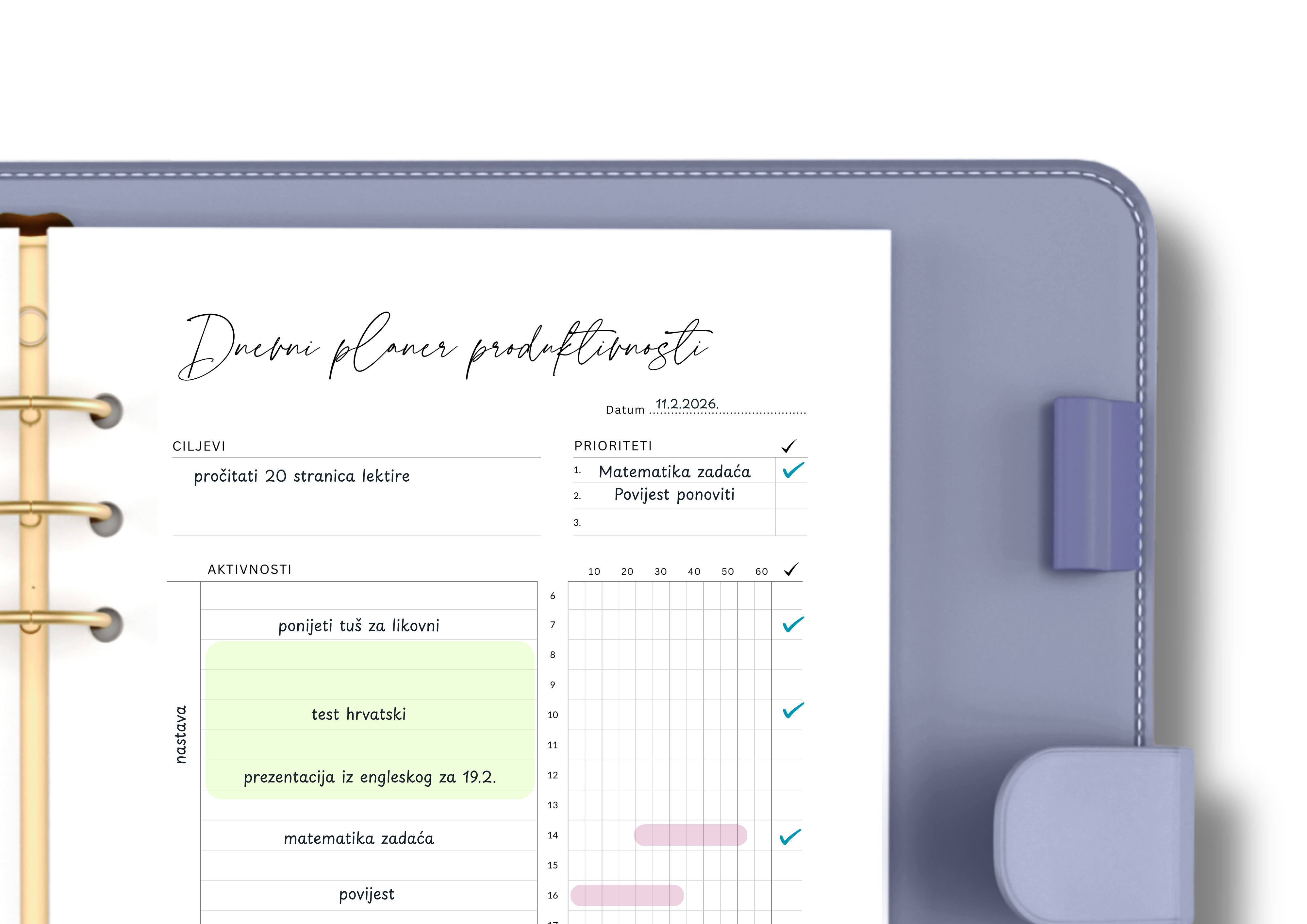 Undated Daily Productivity Planner